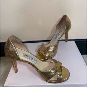 Jimmy Choo Gold Criss-Cross Heels
